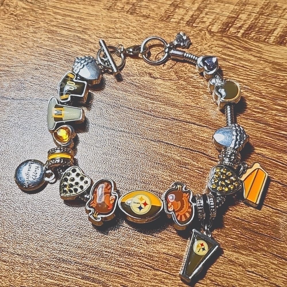 Happy Thanksgiving, November Pittsburg Steelers Charm Bracelet